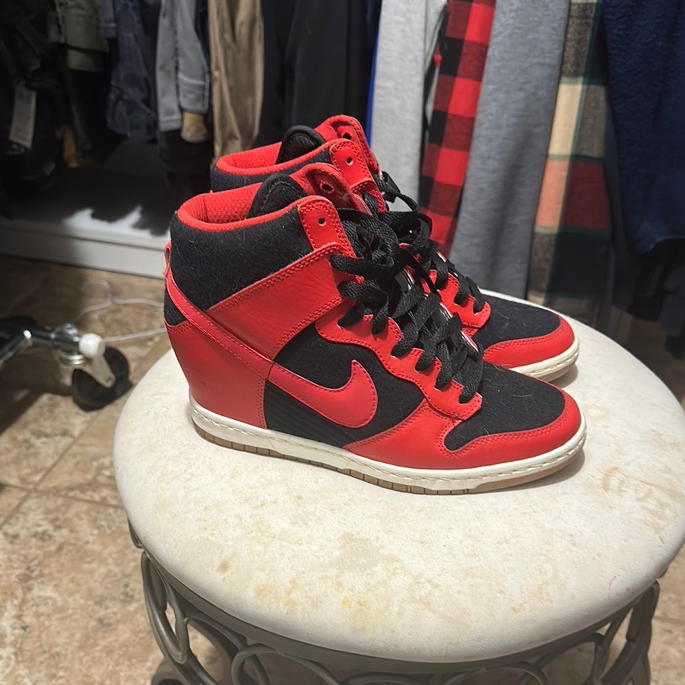 Nike Red and Black High-Top Sneakers